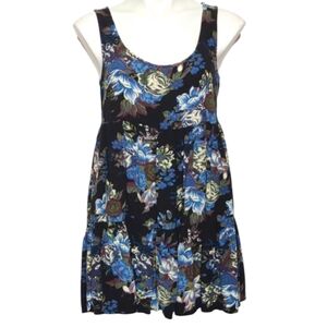 American Eagle Outfitters Babydoll Dress Black and Blue Floral Size Small